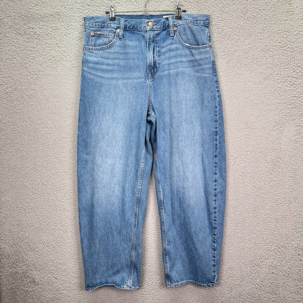 Gap Jeans Women 16 Blue Barrel High Rise Indigo Cotton Elevated Minimalist Chic